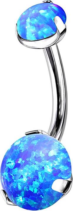 Star Piercing Banane silber mit zwei Opale blau (ohne Messing, Titan G23)