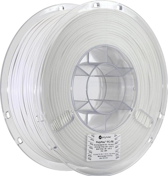 Actual product image Polymaker Polymax PC-FR White 1.75mm 1kg (PC, 1.75 mm, 1000 g, White)