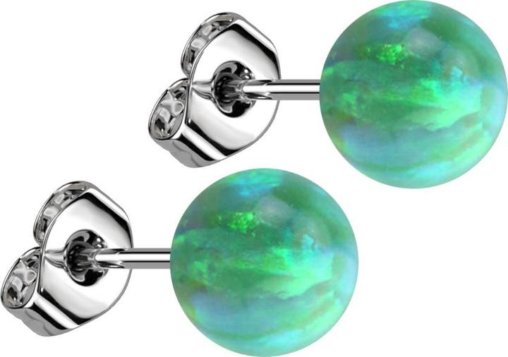 Star Piercing Ohrstecker mit Kugel Opal grün (ohne Messing, Chirurgenstahl 316L)