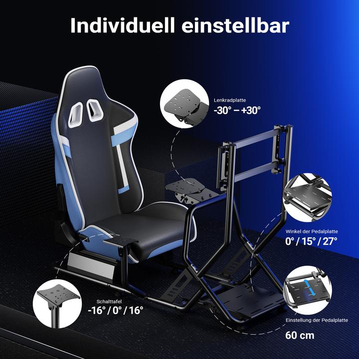 Produktbild Wiltec Rennsimulator Racing Cockpit mit Gaming Sitz Sim Racing Auto Simulator