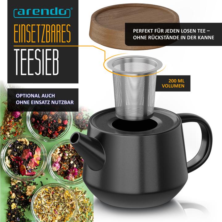 Produktbild Arendo Teeservice Keramik, Teekannen Set 0,6 L, japanisches Design, Teesieb, für 2 Personen, 2x Teetassen (0.60 l)
