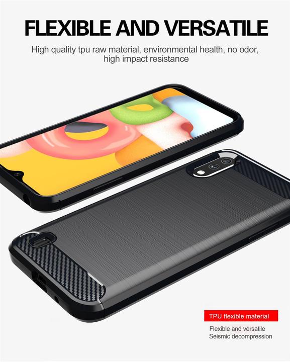 Immagine prodotto Cadorabo TPU Ultra sottile in acciaio inossidabile al carbonio Combi Cover (Samsung Galaxy A01)