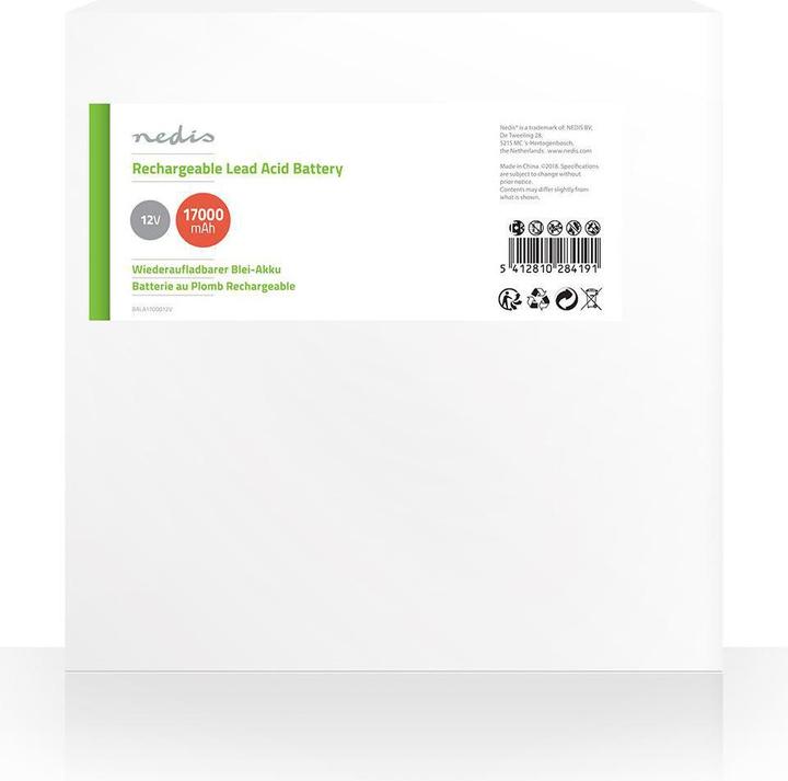 Image du produit Nedis Batterie plomb-acide rechargeable| Acide de plomb| Rechargeable| 12 V| 17000 - (1 pcs, Spécifique à l'appareil, 17000 mAh)