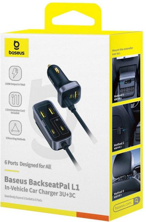 Produktbild Baseus BackseatPal L1 Kfz-Ladegerät 3U+3C 110W Cosmic Black
