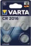 Produktbild Varta Knopfzelle (4 Stk., CR2016, 87 mAh)