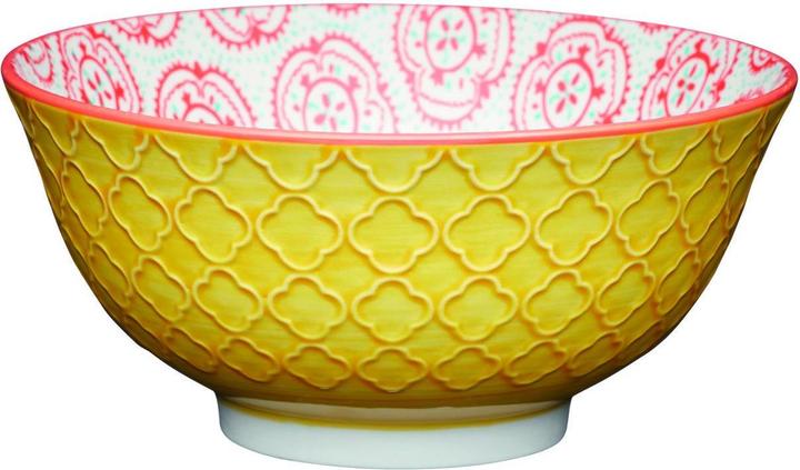 Kitchen Craft KitchenCraft Glazed Stoneware Bowl, Yellow Floral, 15.5x7.5cm, Labelled (15.50 cm, 1.78 l, 1 x)