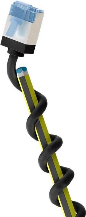 Actual product image Goobay Ultra-flexible CAT 6A patch cable, slim, U/FTP, black (U/FTP, CAT6a, 15 m)