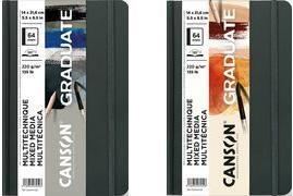 Produktbild Canson Skizzenbuch GRADUATE Mixed Media, 140 x 216 mm schwarz, 32 Blatt, 220 g/qm Papier, graues Papier, Ha (140 x 216 mm)