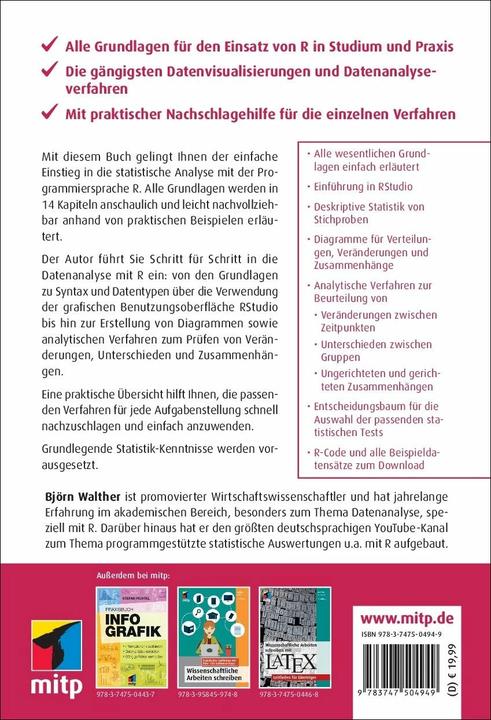 Produktbild Statistik mit R Schnelleinstieg (Deutsch, Björn Walther, 2022)