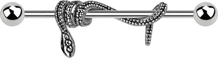 Star Piercing Barbell silber mit zwei Kugeln silber Schlange eingewickelt silber (ohne Messing, Chirurgenstahl 316L)