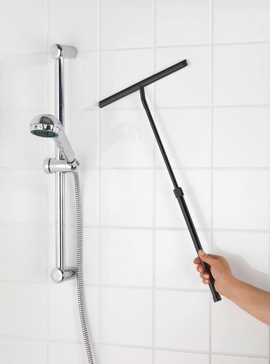 Actual product image Wenko Teleskop Badezimmerwischer Schwarz mit Doppel-Gummilippe