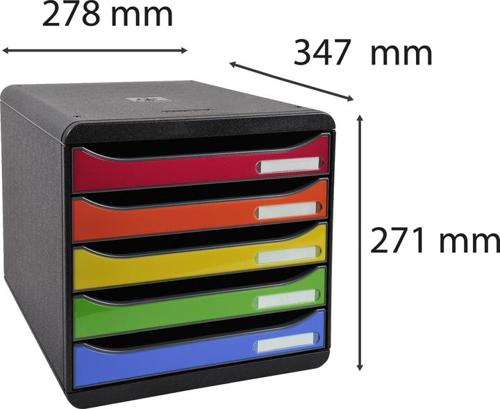 Produktbild Exacompta Schubladenbox BIG-BOX PLUS, Format A4+, 5 halboffene Schübe mit Auszugsstopp, Griffmulde & Et... (A4)