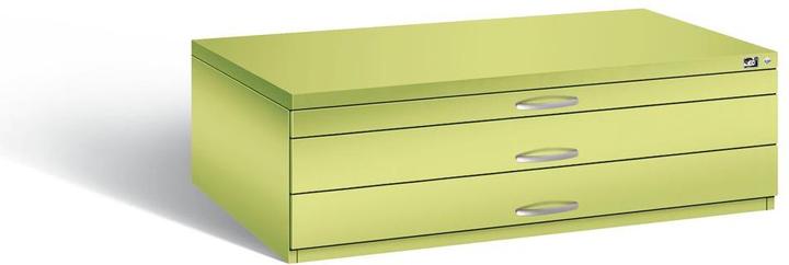 Produktbild C+P Zeichnungsschrank, DIN A0, 3 Schubladen, Höhe 420 mm, viridingrün