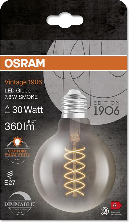 Produktbild Osram Vintage 1906 Led Classic Slim Filament Globe (E27, 7.80 W, 360 lm, 1 x, G)