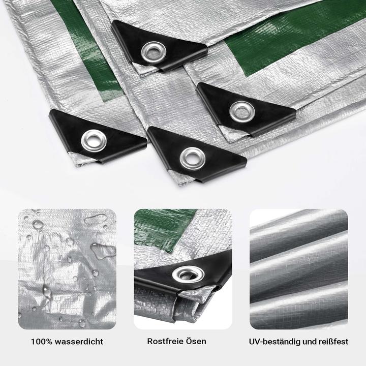 Actual product image Wiltec weatherproof tarpaulin green grey 3x2m PE tarpaulin 120g/m² garden tarpaulin