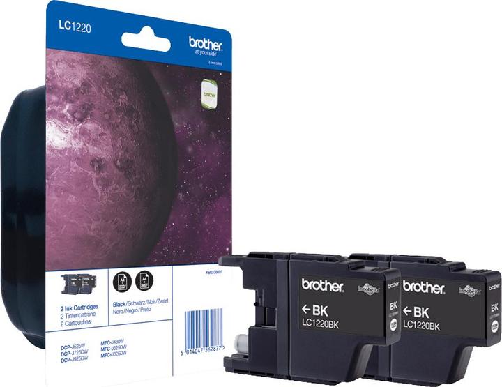 Produktbild Inkadoo Brother LC-1220BKBP2DR Tintenpatrone schwarz Doppelpack 300 Seiten ISO/IEC 24711 VE=2 Schwarz (BK)