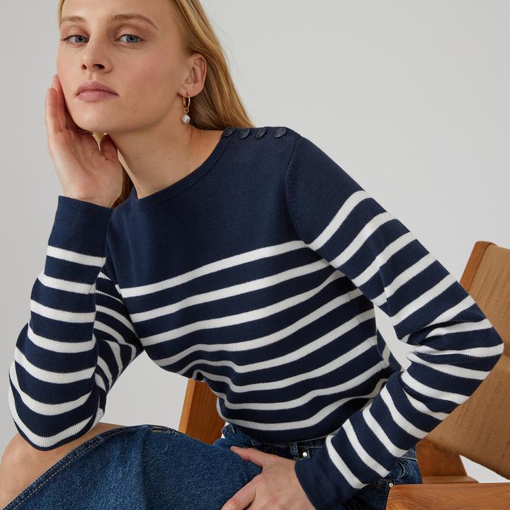 Produktbild La Redoute Collections Matrosenpullover aus Bio-Baumwolle (L)