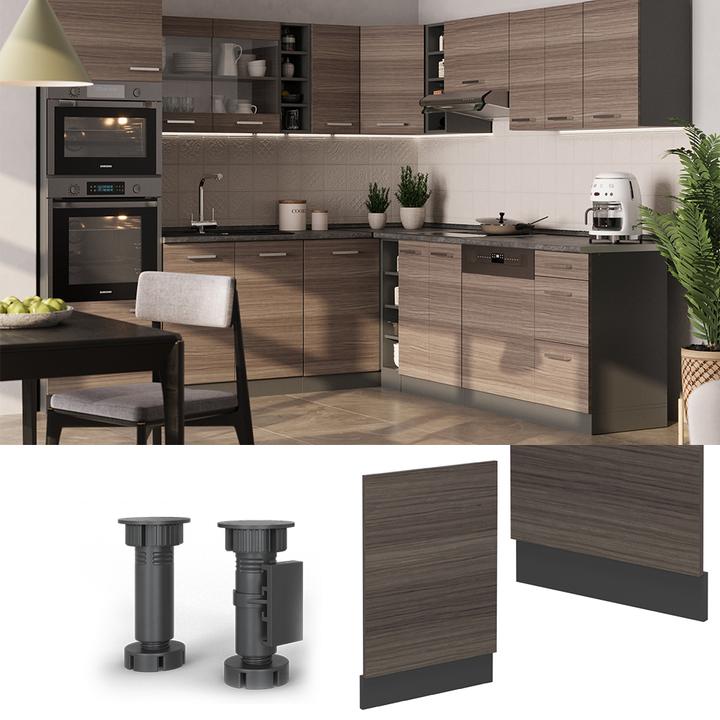 Actual product image Vicco Dishwasher front panel R-Line, Noble gray/Anthracite, 45 cm, WT Marble