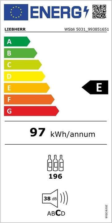 Energy Label Liebherr Wine climate control cabinet GrandCru Selection WSbli 5031 Black