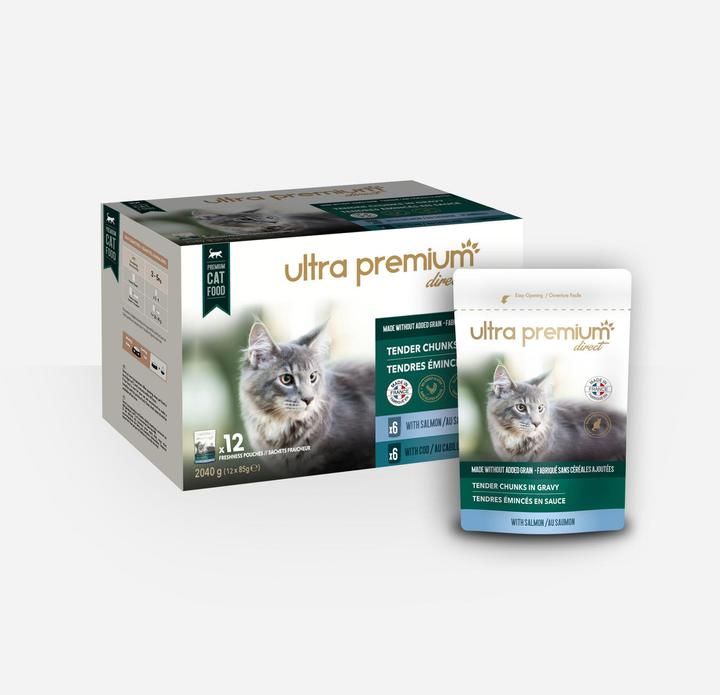 Ultra Premium Direct Tender Chunks in Gravy - Salmon / Cod (Adult, 12 pcs., 1020 g)