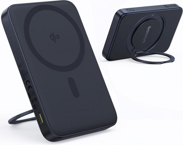 Actual product image Baseus magnetic powerbank with stand PicoGo Qi2 5000mAh 20W (5000 mAh, 20 W, 18.50 Wh)