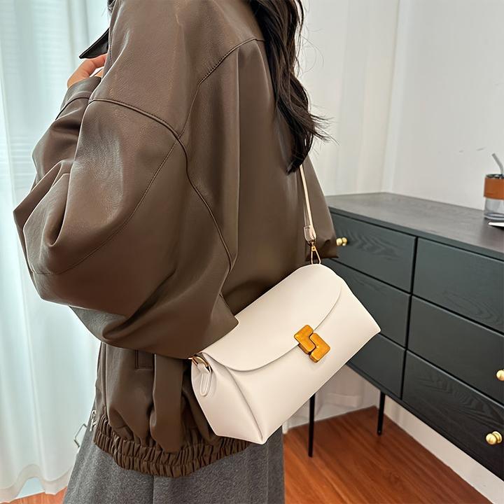 Actual product image Only-Bags.Store Elegante schwarze Kunstleder-Kreuztasche, einfarbig, verstellbarer Riemen, Reissverschluss