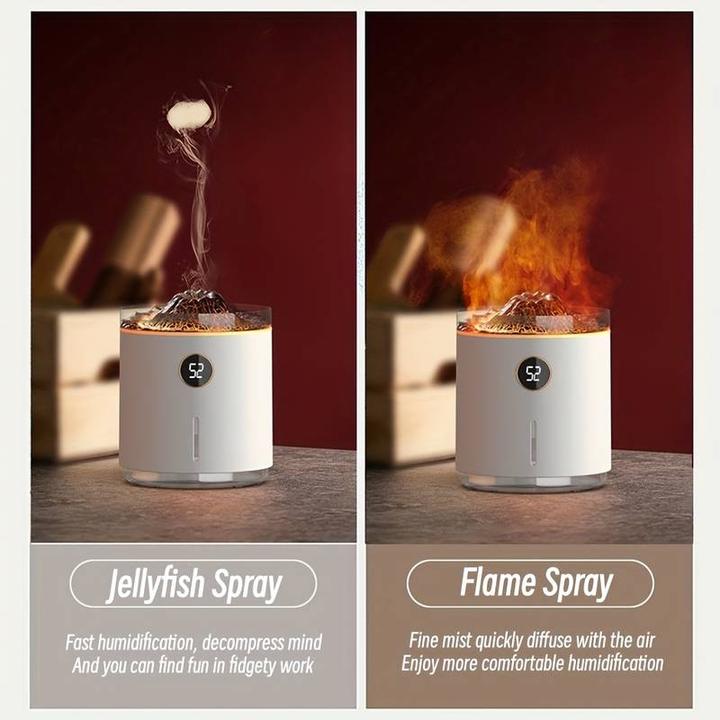 Produktbild PhoneLook Vulkan Flame Aroma Diffusor mit Digitalanzeige & LED Flamme (350 ml)