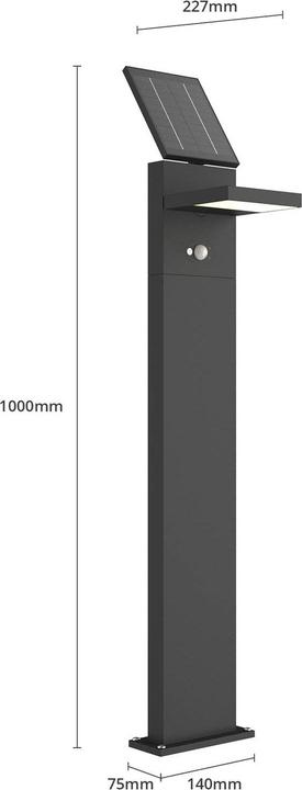 Produktbild Lucande Silvan LED Solcelle Garten Leuchte H100 w/Sensor Graphite (200 lm, IP54)