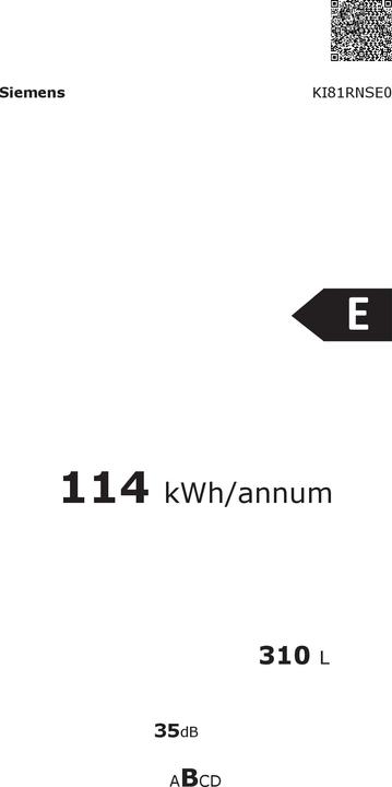 Energie-Label Siemens SIEM Einbau-Kühlautomat (310 l)
