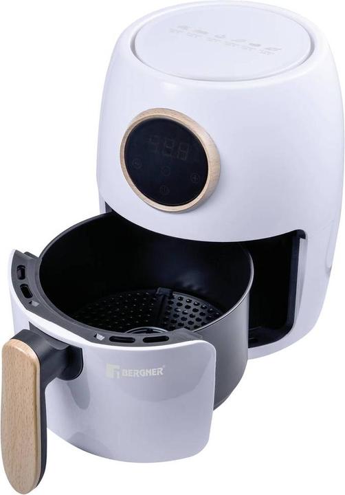 Actual product image Bergner Hot air fryer 1000W non-stick coating, with display, cool-touch housing, overheat function