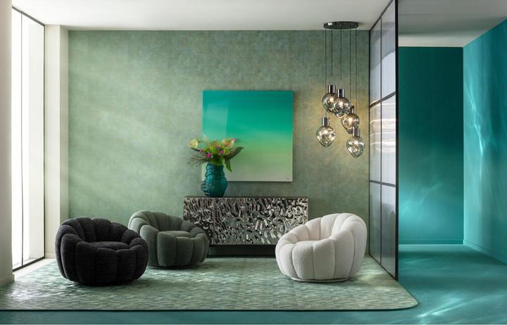 Actual product image Kare Design Swivel armchair Peppo Bloom Melange Green