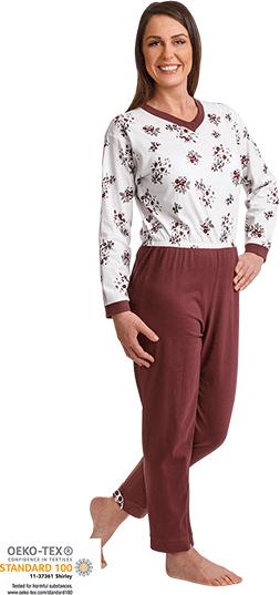 Image du produit Suprima Pyjama de soins long unisexe avec fermeture éclair dos et jambes ancre, bleu foncé S (S)
