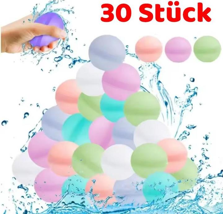 Splash & Fun Silikon Wasserbombe, wiederverwendbare Wasserbälle, 30 Stück (30 x)