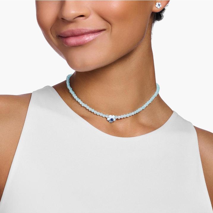 Immagine prodotto Thomas Sabo Fiore a girocollo con perline blu (Argento 925, Smalto, 34cm)
