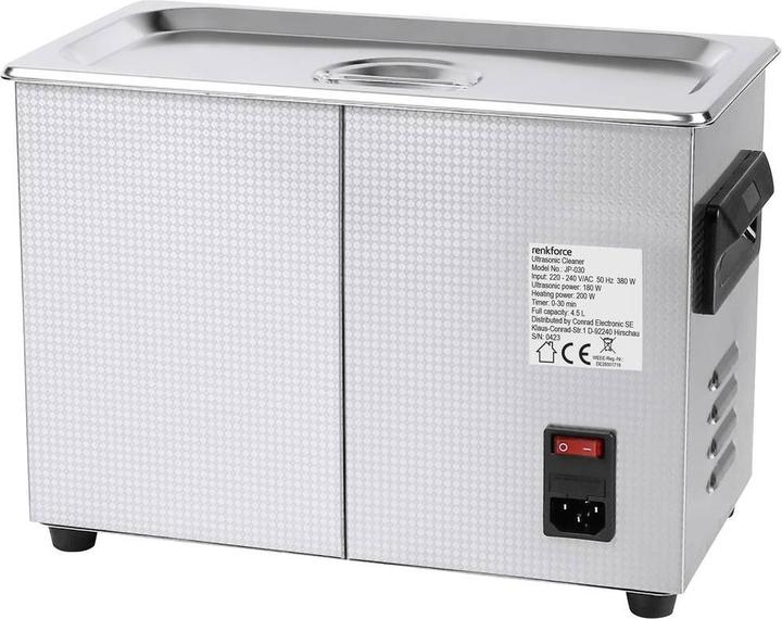 Produktbild Renkforce Ultraschallreiniger Schmuck, Werkstatt, Bürobedarf 180W 4.5l mit Heizung, mit Reinigungsk (40 kHz, 4500 ml)