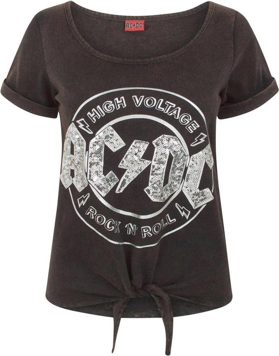 AC/DC Comics High Voltage Pailletten Acid Wash Binde TShirt (S)