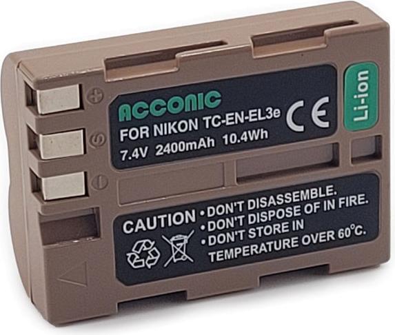 Produktbild Acconic Akku mit USB-C Input für Nikon D700 D300 D200 D100 D80 D70 D50 EN-EL3e PTC (Kamera Akku)
