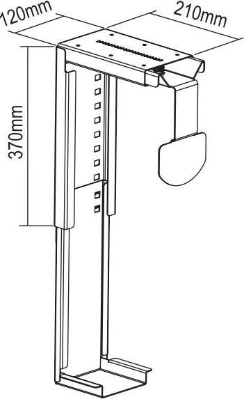 Produktbild Deltaco SH-40, CPU-Halterung für Wandmontage, 25 kg, Silber, Senkrecht, 80 - 200 mm, 53 cm