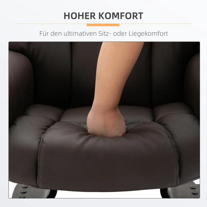 Immagine prodotto Swisshandel24 Poltrona relax poltrona massaggiante con poggiapiedi, funzione reclinabile in similpelle marrone