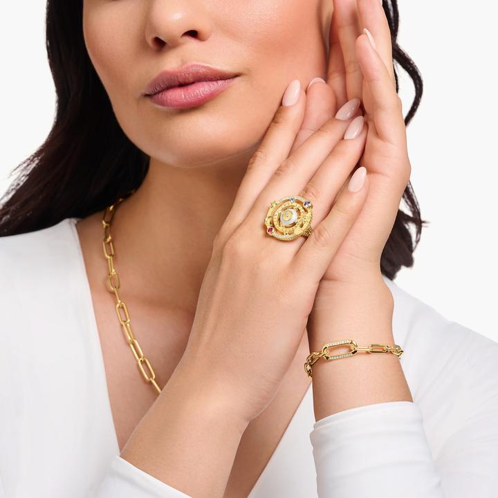 Immagine prodotto Thomas Sabo Anello Cocktail dal design cosmico placcato oro con pietre colorate (58, 925 Argento)