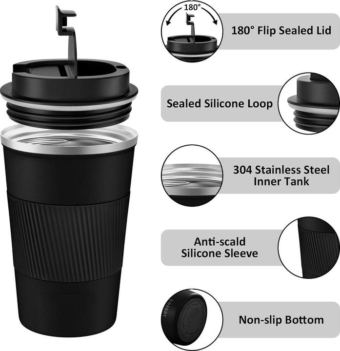 Image du produit ASMI Gobelet thermique en acier inoxydable, Gobelet à café, Gobelet Auto-Tumbler, 900ml (0.89 l)