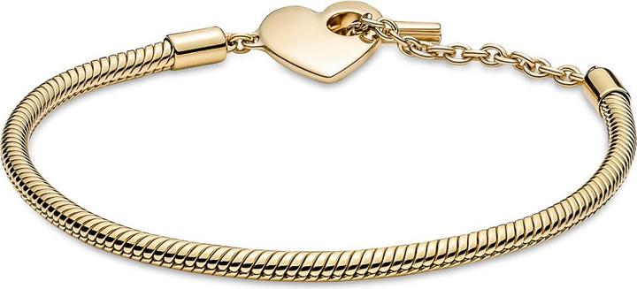 Immagine prodotto Pandora Bracciale in oro 14k Moments Heart T Clasp Snake Link (19 cm, Dorato, Argento 925)