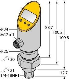 Immagine prodotto Turck Sensore di pressione ruotabile con 2 uscite di commutazione a transistor PS025V-503-2UPN8X
