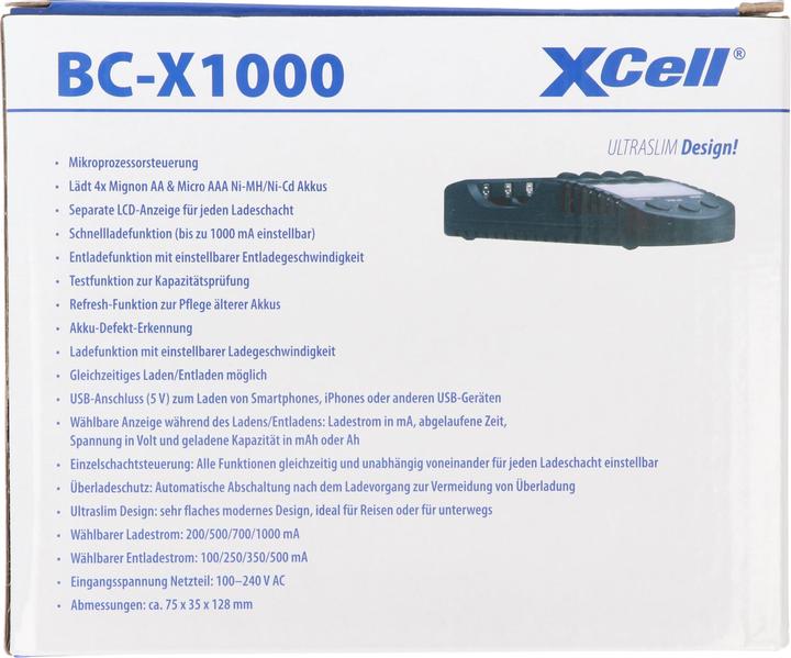Produktbild XCell Schnell-Ladegerät BC-X1000 Digital LCD (2 Stk., AA, AAA, Ladegerät ohne Akku)