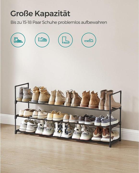 Image du produit Songmics Étagère à chaussures noire 116,0 x 30,0 x 55,0 cm (116 x 30 x 55 cm)