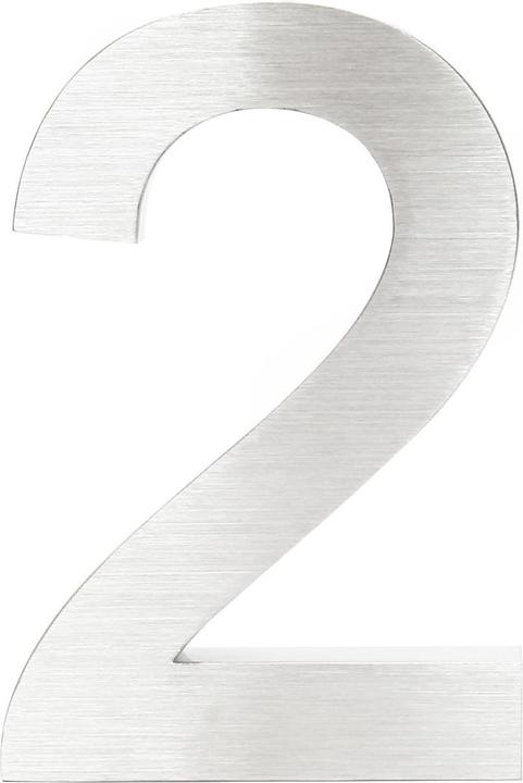 Image du produit Wiltec Plaque Numéro Maison Chiffre "2" 3D 20cm Acier inoxydable Résistant Intempéries Matériel F