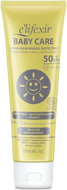 Actual product image Phergal Crema Solar Mineral Protection Spf50 100ml Baby Care E lifexir r (Suntan lotion, SPF 50, 100 ml, 140 g)