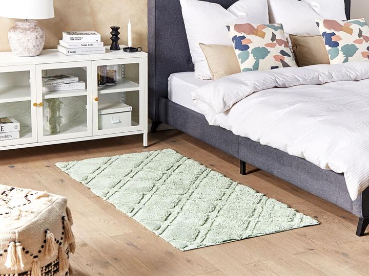 Produktbild Beliani Teppich Baumwolle hellgrün 80 x 150 cm geometrisches Muster Kurzflor HATAY (150 x 80 cm)