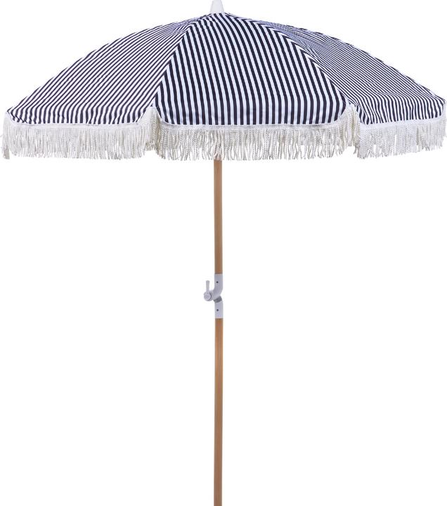 Beliani Parasol ⌀ 150 cm black / white with valance MONDELLO (1.50 m)