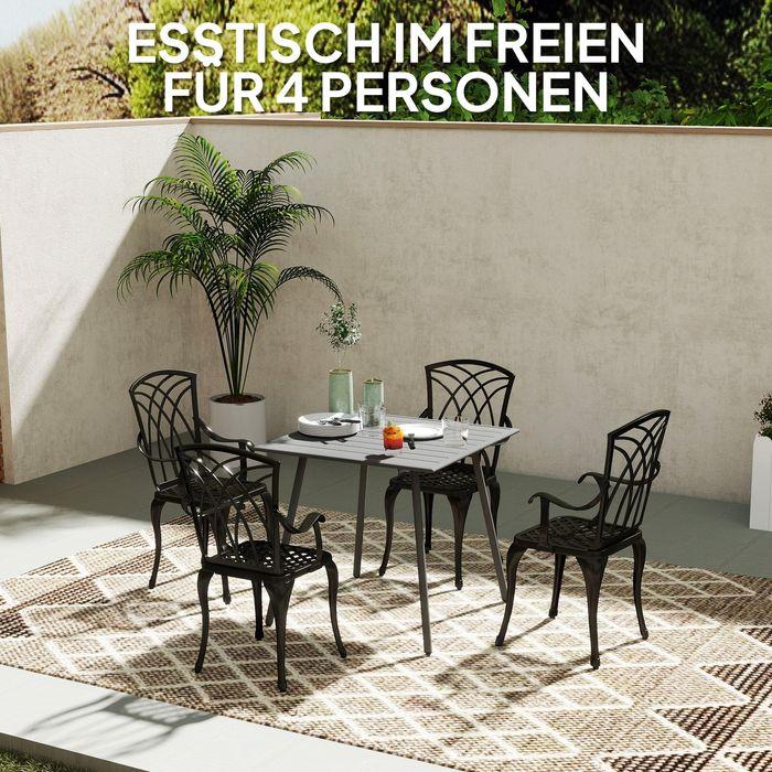 Produktbild Swisshandel24 Gartentisch Stahl 80x80x74 cm rutschfest Grau (80 cm)